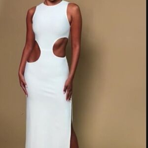 Fashion, nova white maxi dress with cut outs. Small. NWT.